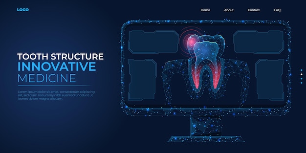 Vector digitale 3d laag poly model tandstructuur