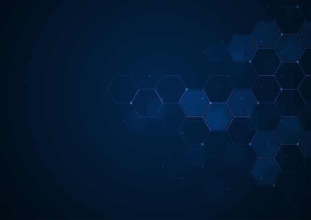 Digitale achtergrondtechnologie Abstracte zeshoeken achtergrond met lijnen en punten