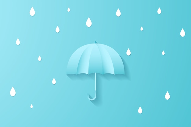 Digitale ambachtspapierkunstparaplu met regendruppel minimale stijl
