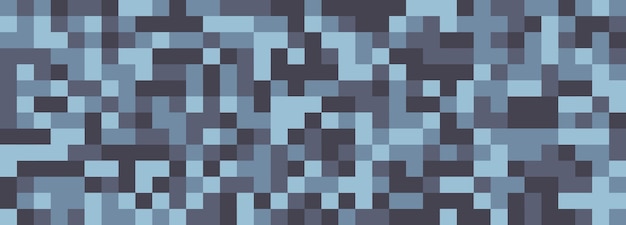 Digitale camouflage in blauwe tinten Naadloos vectorpatroon Pixelraster voor militaire thema's en creatieve ideeën