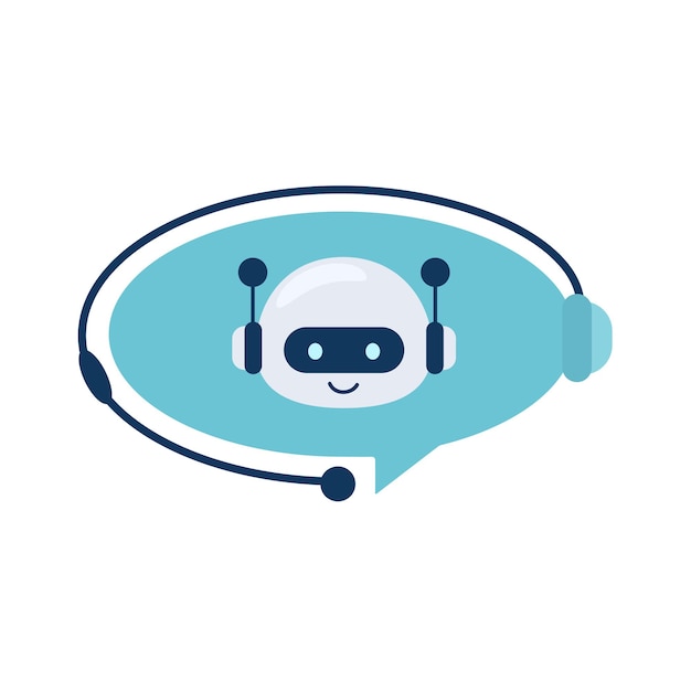 Vector digitale chat bot robotassistent voor klantenondersteuning concept van virtuele gespreksassistent voor het krijgen van hulp robothoofd in een tekstballon vectorillustratie geïsoleerd op witte achtergrond