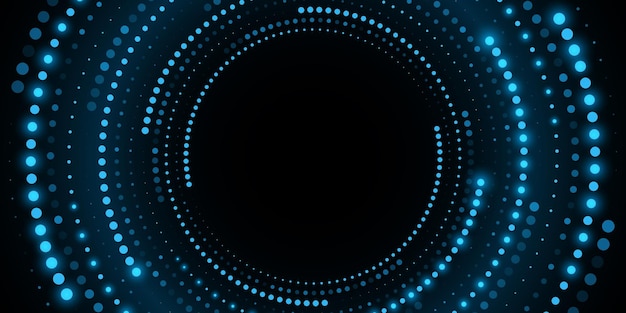 Digitale cirkels van blauwe gloeiende stippen voor uw bannerontwerp. Big Data-visualisatie in cyberspace met wervelenergie. Netwerkinformatie. Moderne achtergrond. Vector illustratie. EPS-10.