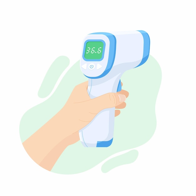 Digitale contactloze infraroodthermometer in de hand van de arts