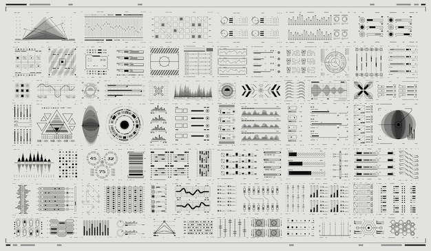 Digitale dashboardpaneelillustratie Futuristische virtuele grafische Infographic-elementen Abtract Header Statusbalk Set Sci Fi Modern User Interface-elementen HUD UI for Business App