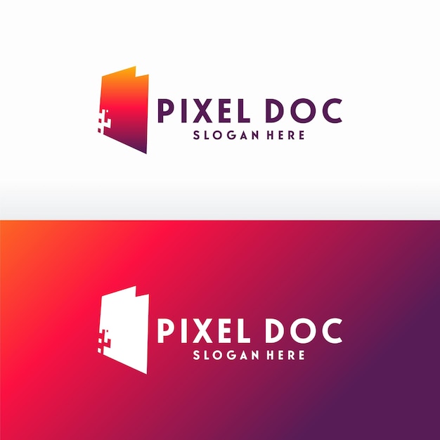 Digitale Document logo ontwerpen concept vector, Pixel Document logo sjabloon, technologie gegevens pictogram logo