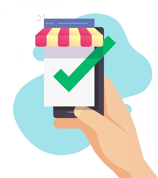Digitale e-commerce winkel voor smartphones als geverifieerde winkel en goedgekeurde winkel