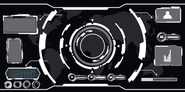 digitale interface HUD-elementen set pack Gebruikersinterface frameschermen Bijschriften titels FUI-cirkel