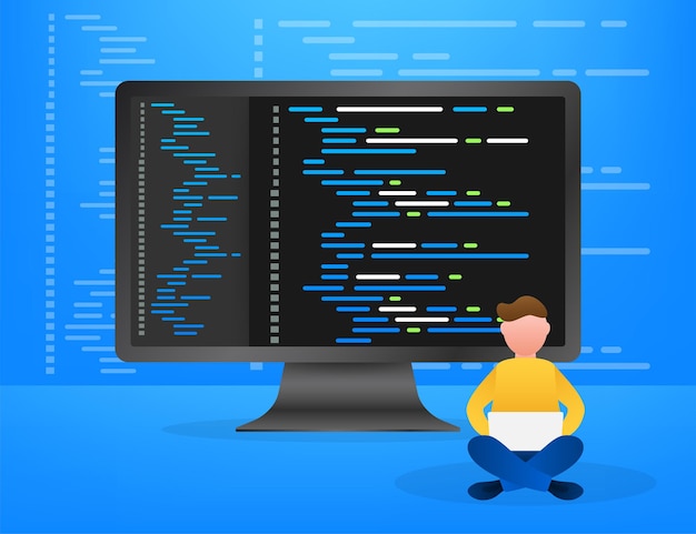 Digitale Java-codetekst. Computersoftware codering vector concept. Programmering codering script java, digitale programmacode op scherm afbeelding. Vector voorraad illustratie.