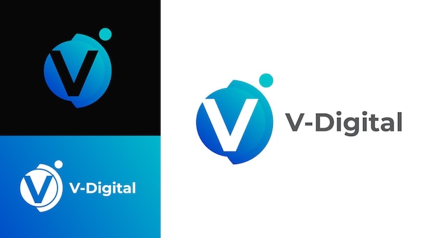 Digitale letter V logo vector sjabloon