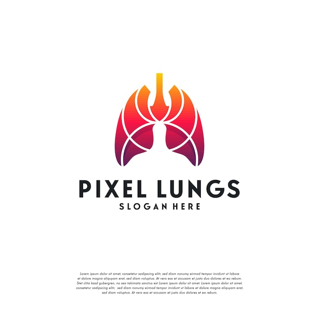 Digitale longen, Pixel Lungs-logo-ontwerpconcept, ontwerpconcept, logo, logotype-element voor sjabloon