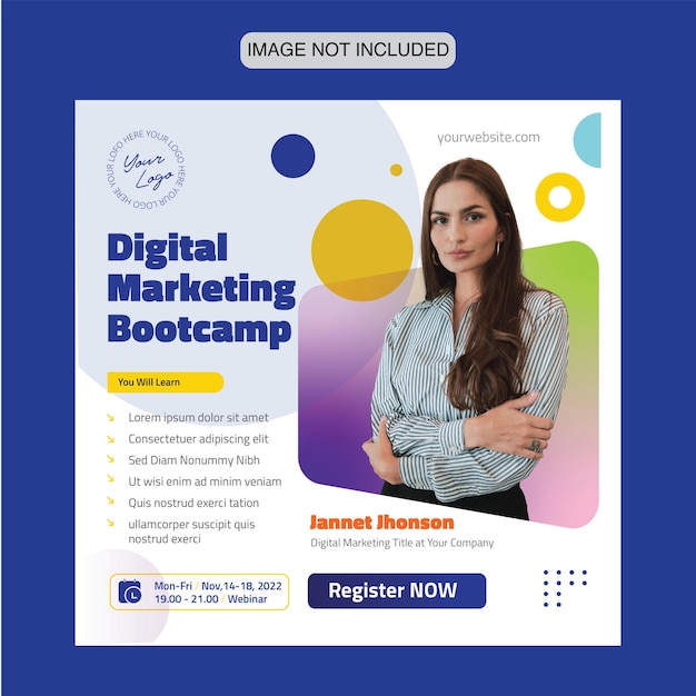 Digitale Marketing Bootcamp-bannersjabloon voor sociale media Post