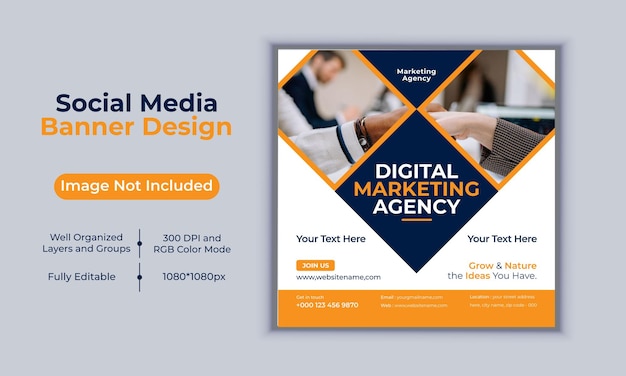 Digitale marketing bureau social media post banner vector ontwerpsjabloon