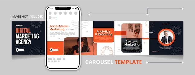 Digitale marketing creatieve Carousel sjabloon post op sociale media