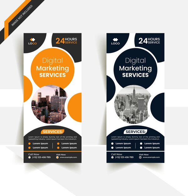 Digitale marketing en corporate rollup banner design premium vector