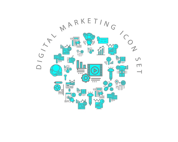 Digitale marketing icon decorontwerp