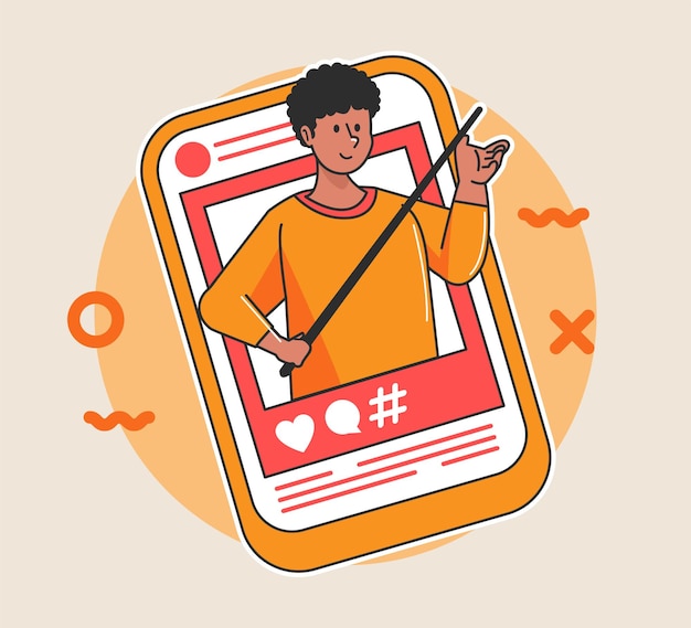 digitale marketing illustratie beïnvloeder sociale media illustratie