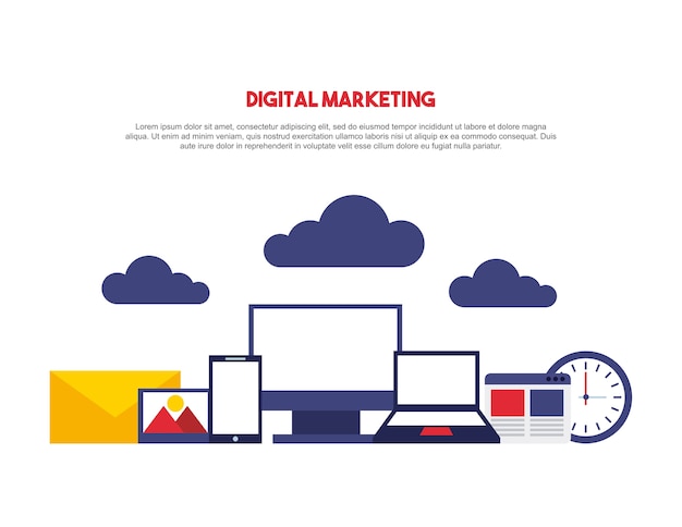 digitale marketing ingestelde lijn pictogrammen