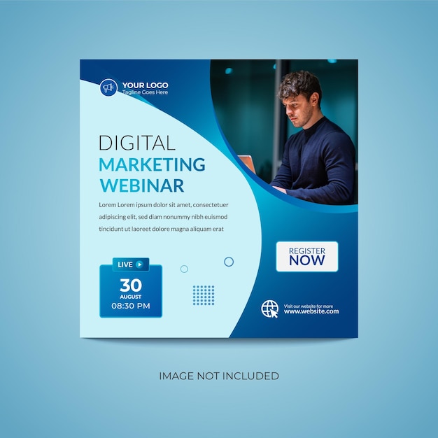 Digitale marketing live webinar en moderne social media postsjabloon