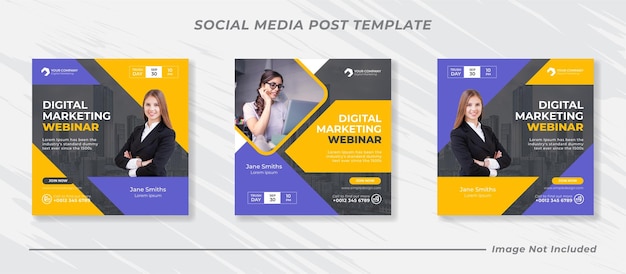 Digitale marketing live webinar en zakelijke social media postsjabloon