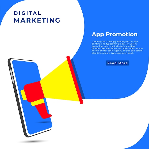 digitale marketing social media banner ontwerp smartphone en megafoon concept