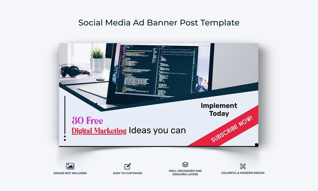 Digitale marketing sociale media facebook-advertentiebanner postsjabloon premium vector