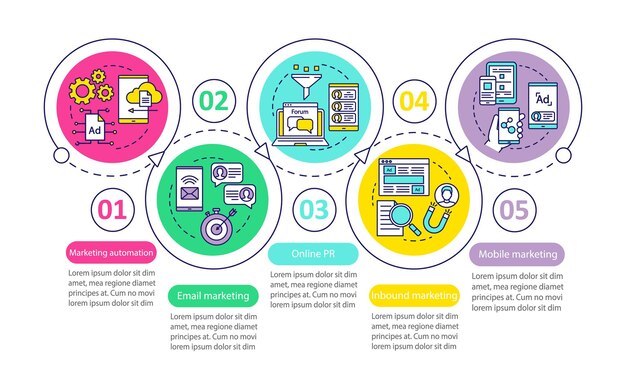 Digitale marketing tactiek vector infographic sjabloon