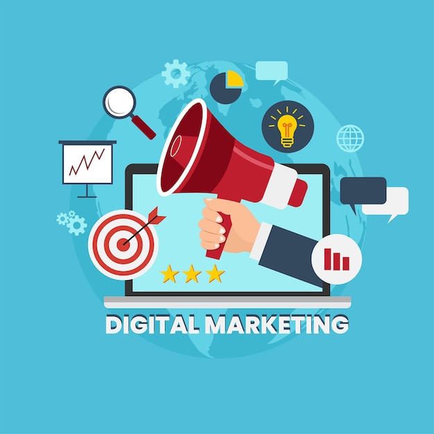 Digitale marketing vlakke afbeelding vector