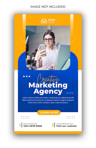 Digitale marketingbureau en bedrijfspromotie Facebook en Instagram story sjabloon