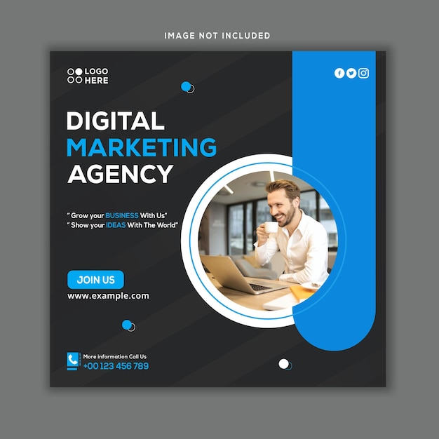 Digitale marketingbureau en corporate social media post sjabloonontwerp