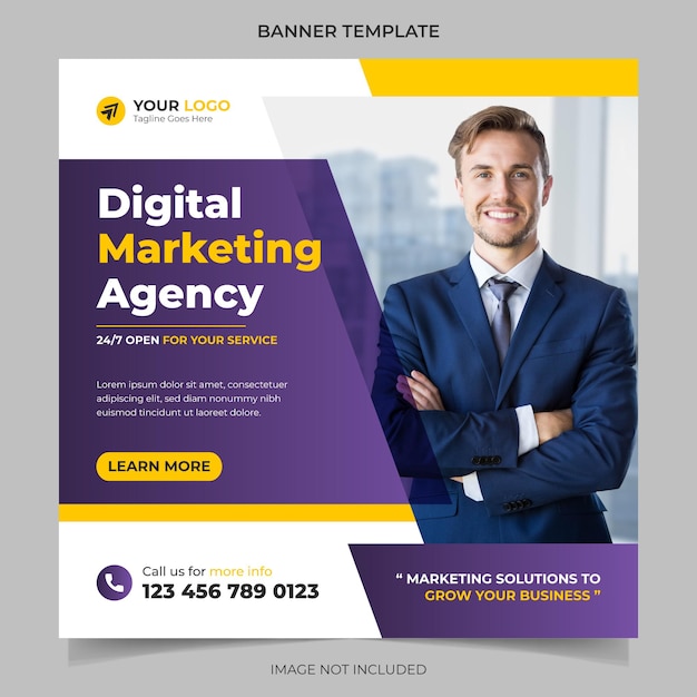 Digitale marketingbureau zakelijke sociale media banner en instagram post sjabloonontwerp vector