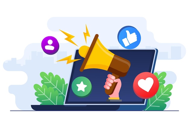 Digitale marketingconcept platte illustratie Social media campagne