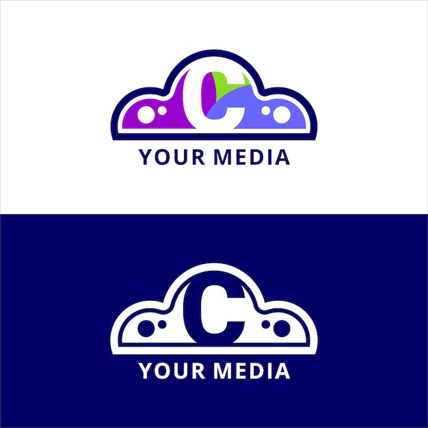 Digitale media-logo platte wolkvorm voor media-opslagjpg