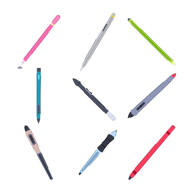 Vector digitale pen set cartoon vector illustratie