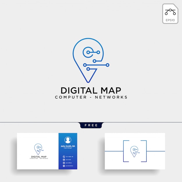 Digitale pin kaartsjabloon lijn logo