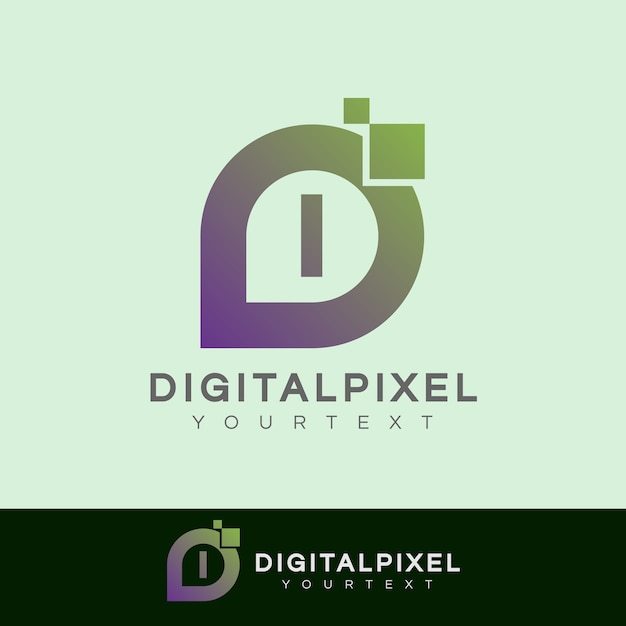 digitale pixel eerste Letter I Logo ontwerp