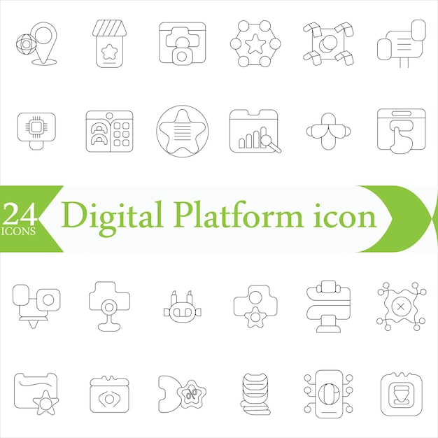 Digitale platformicon set met algoritme analytics api automatisering blockchain cloud computing en cybersecurity