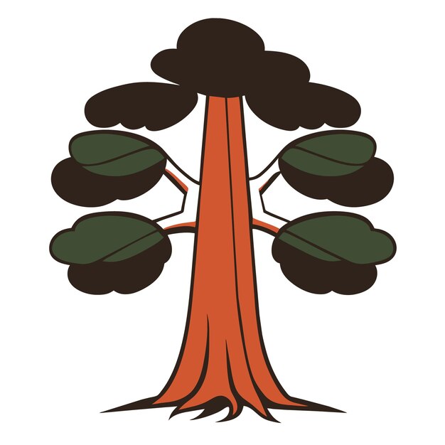 Vector digitale platte kunst gedetailleerde geïsoleerde redwood tree vector