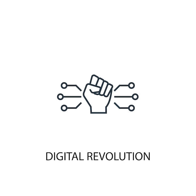 Digitale revolutie concept lijn icoon. Eenvoudige elementenillustratie. digitale revolutie concept schets symbool ontwerp. Kan worden gebruikt voor web- en mobiele UI/UX