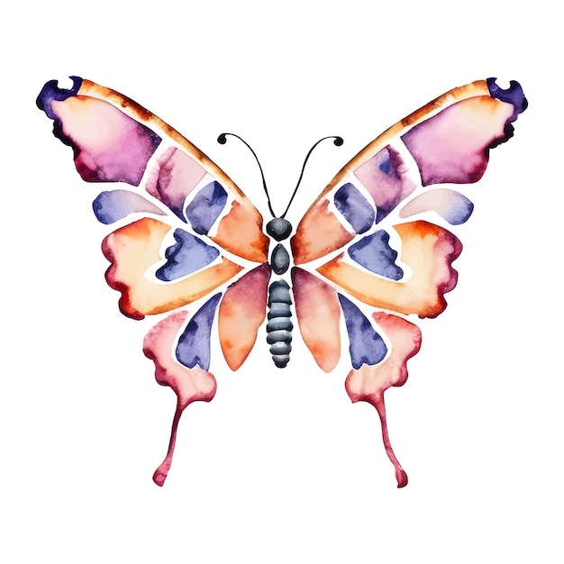 Digitale schilderij roze aquarel vlinder clipart op witte achtergrond