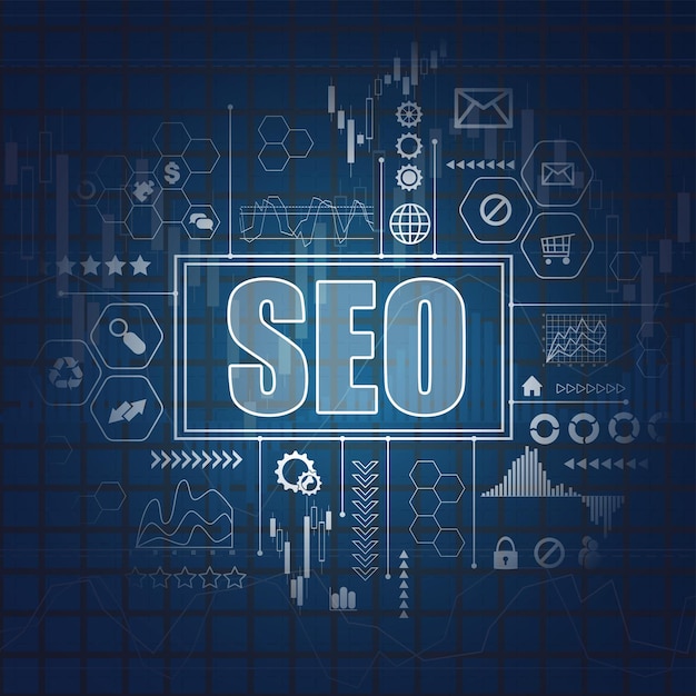Digitale SEO symbolen grafiek achtergrond