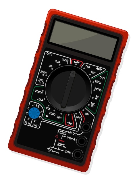 Digitale spanningsmeter geïsoleerd op witte vectorillustratie