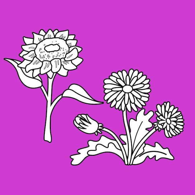 Digitale stempel met wilde bloemen voor decoratief plakboek of kaarten