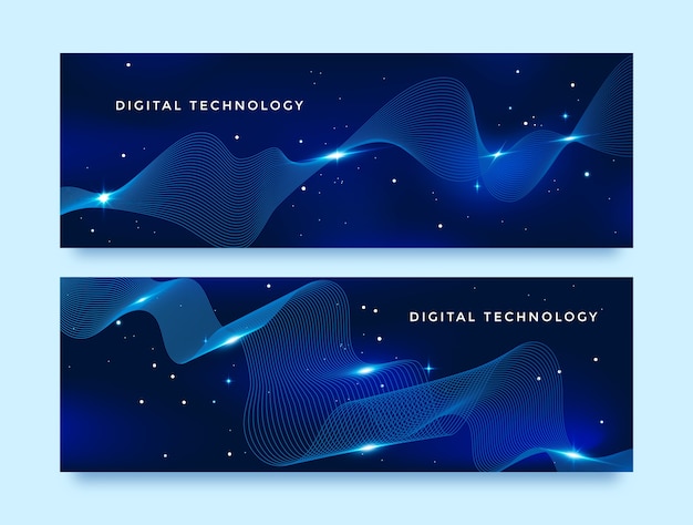 Digitale technologie gradiënt banner set