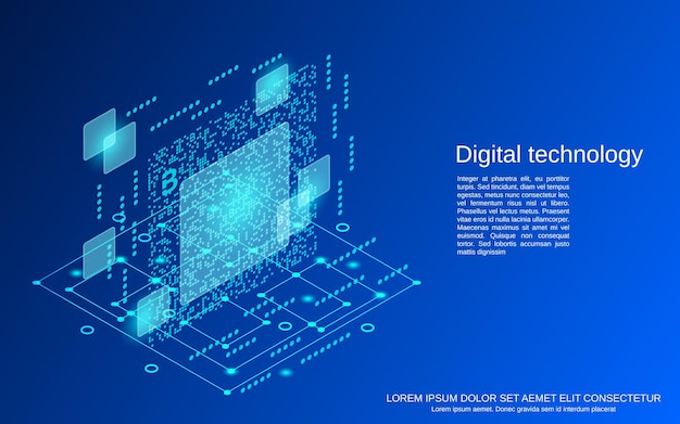 Digitale technologie platte 3d isometrische vector concept illustratie