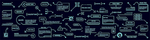 Digitale toelichtingen, titelkadertekst, hud. set sjablonen, moderne banners, presentatie geïsoleerd.
