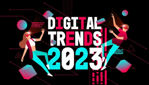 Digitale trends 2023 met metaverse of virtual reality-technologieconcept man en vrouw in digitale bril