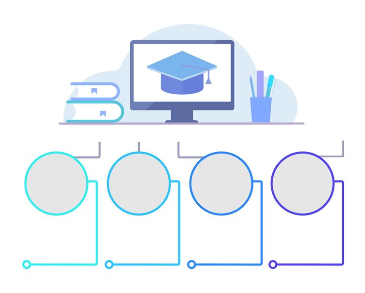 Vector digitalization of learning infographic chart design element set. abstract vector symbols for infochart with blank copy spaces. kit with shapes for instructional graphics. visual data presentation