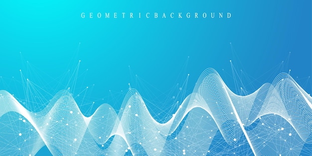 digits abstract background with connected line and dots wave flow digital neural networks network and connection background for your presentation graphic polygonal background vector illustration