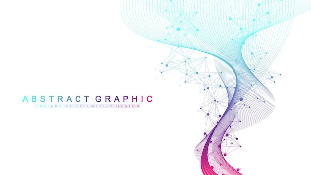 Digits abstract background with connected line and dots wave flow Digital neural networks Network and connection background for your presentation Graphic polygonal background Vector illustration