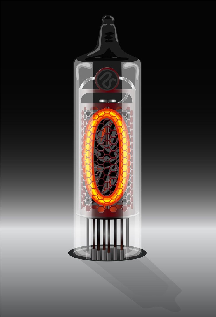 Vector digits on vintage vacuum tube display. vector illustration
